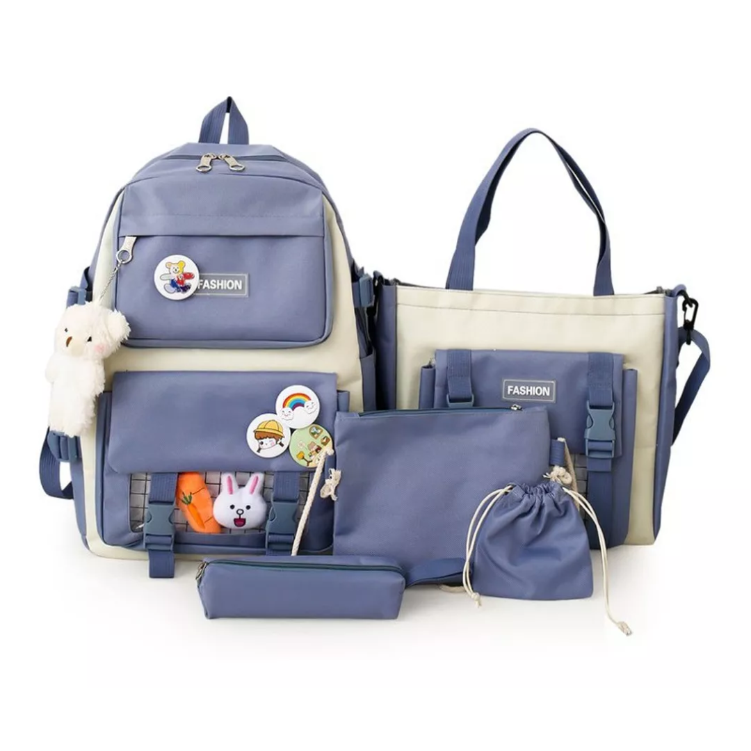 Miniatura 3 de Kit Combo Mochila Escolar Kawaii 5 Pieza